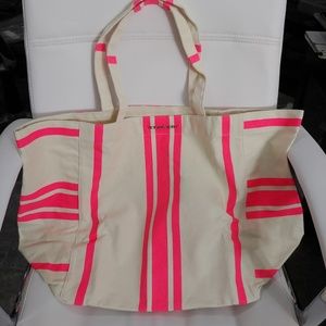 Victoria's Secret XXL tote canvas bag Pink & Beige